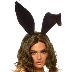 Black bunny ears costume headband playboy satin Easter lingerie outfit sexy doll